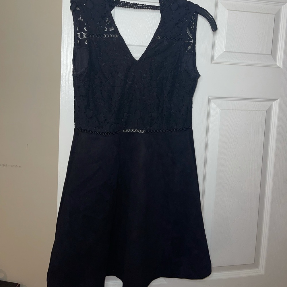Black lace and faux mini dress